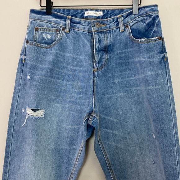 Avec Les Filles Distressed Button Fly Straight Raw Hem Jeans Size 29 - Picture 2 of 13